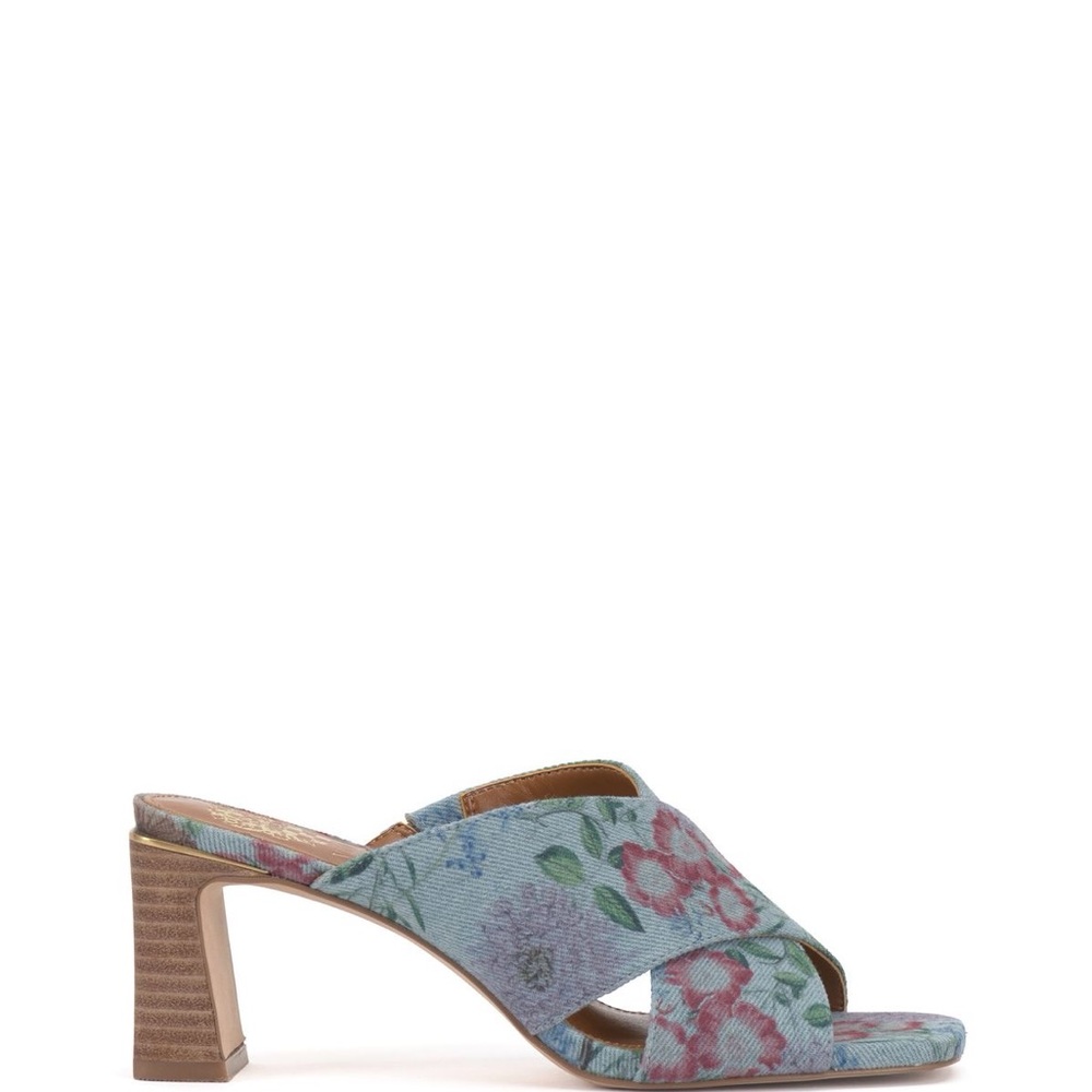 Vince Camuto Denim Floral Mules